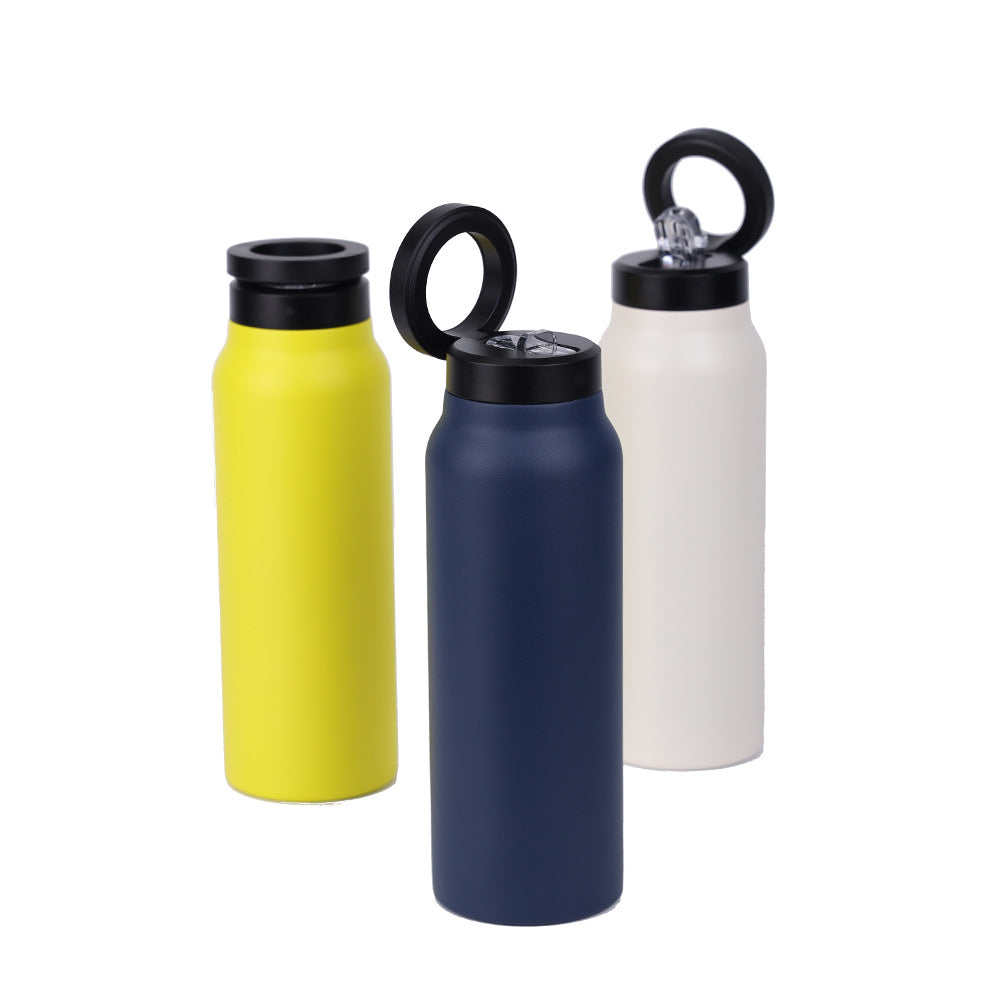 Magnetic Insulated Water Bottle With Straw And Phone Holder