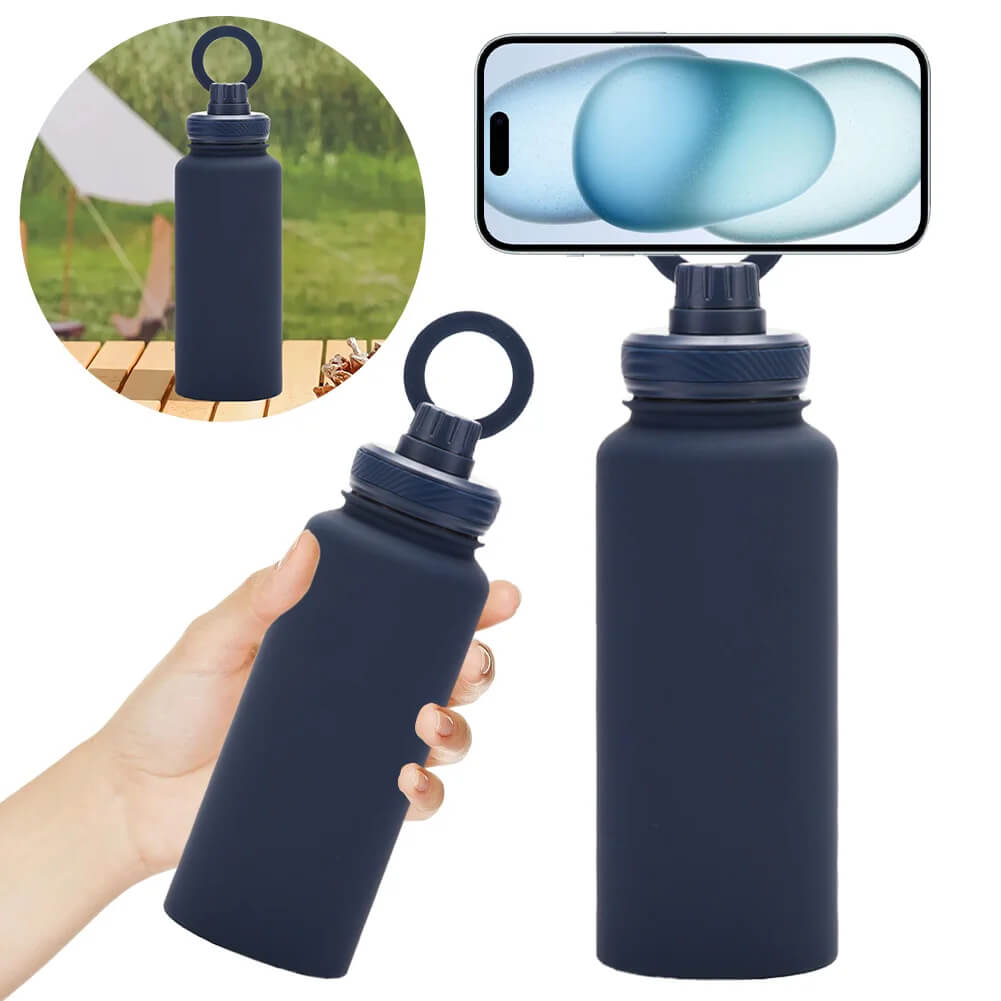 Insulated Water Bottle with Phone Mount for Travel & Outdoors
