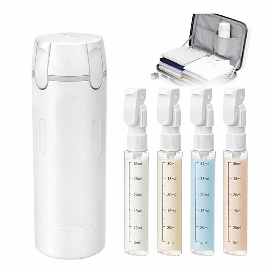 4-in-1 Refillable Travel Dispenser – Compact, Leakproof, Space-Saving