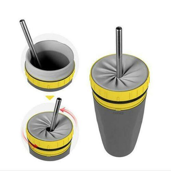 No-Cover Design Portable Twist Cup Tumbler With Spill-Friendly Straw