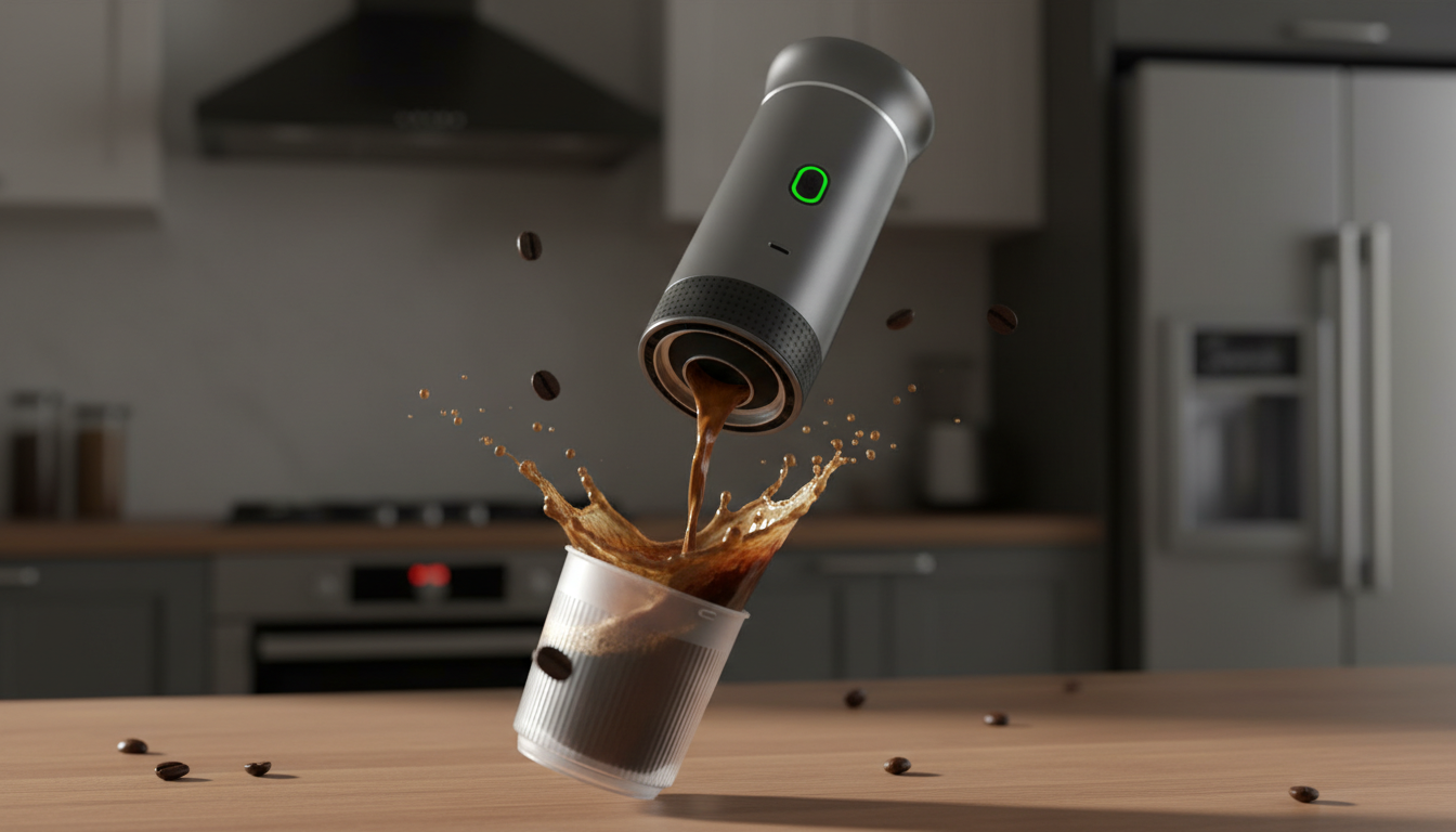 Fresh Espresso Anywhere: Portable 3-in-1 Espresso Maker with Built-In Electric Grinder