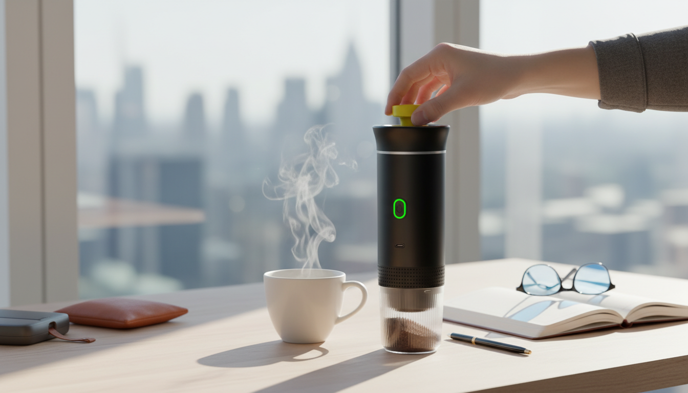 Fresh Espresso Anywhere: Portable 3-in-1 Espresso Maker with Built-In Electric Grinder