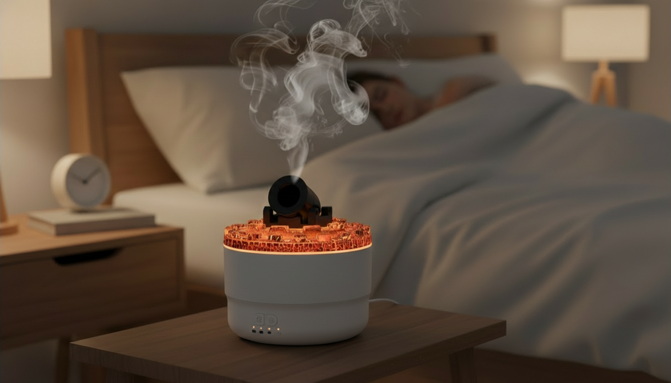 Flame Ambience Humidifier Diffuser, Cozy Bedroom Aromatherapy