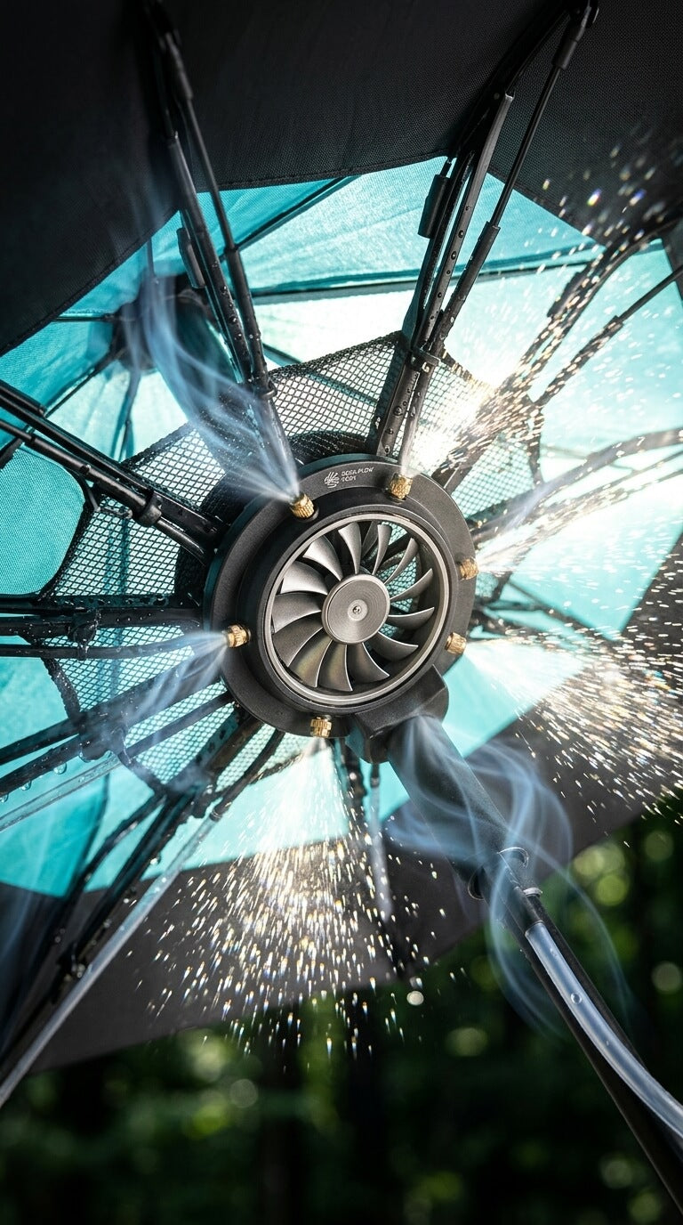 All-in-One Cooling Umbrella with Fan Mist and UV Protection