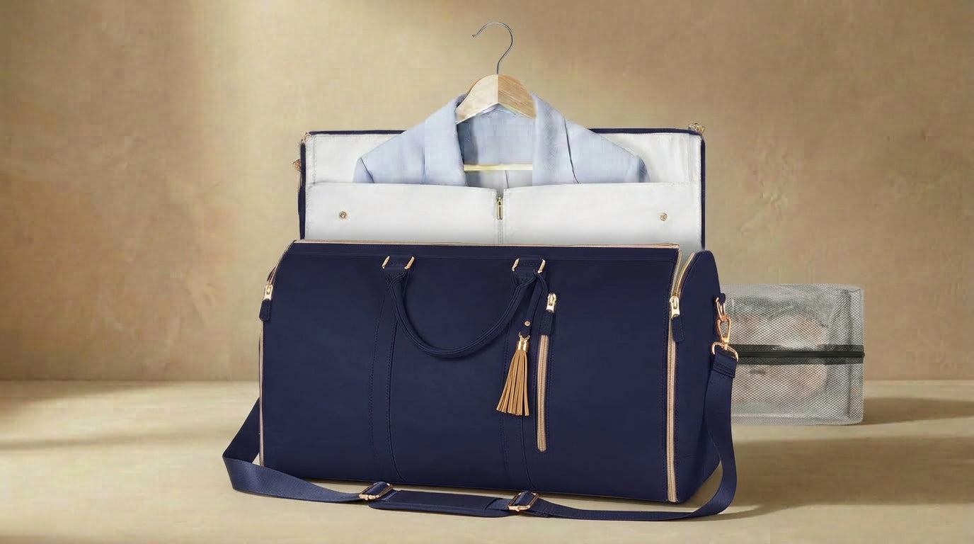 AMAZING Foldable Travel Duffle Bag with Garment Section