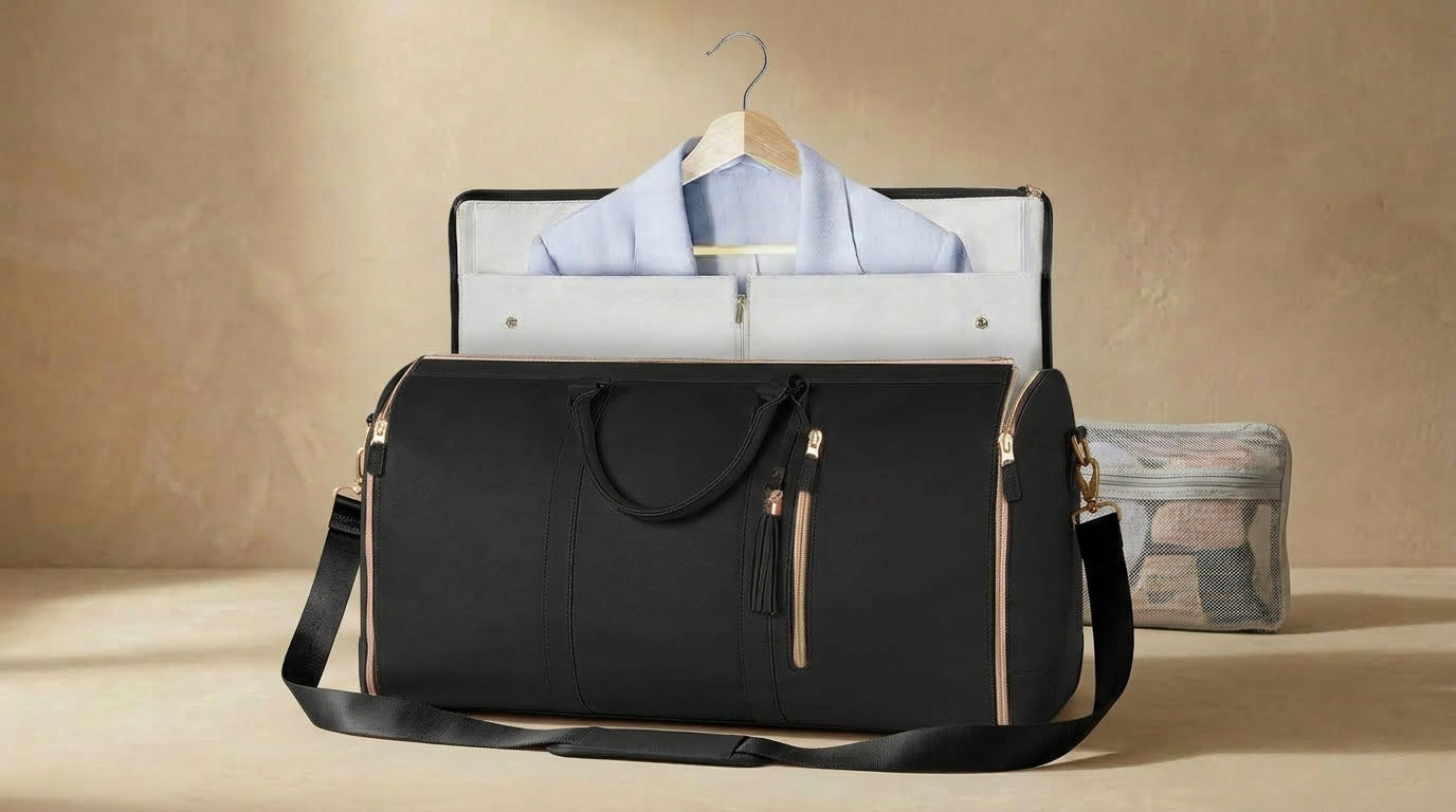 AMAZING Foldable Travel Duffle Bag with Garment Section