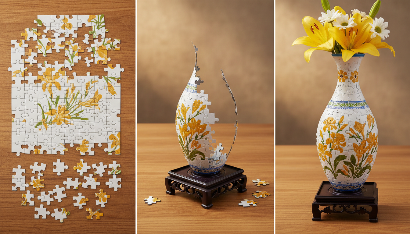 3D Puzzle Vase Kit – Fun Educational Décor Gift