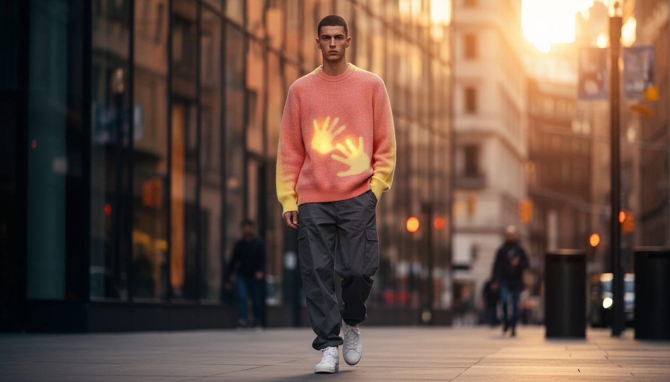 Magic Touch Knit Sweater With Interactive Printed Design