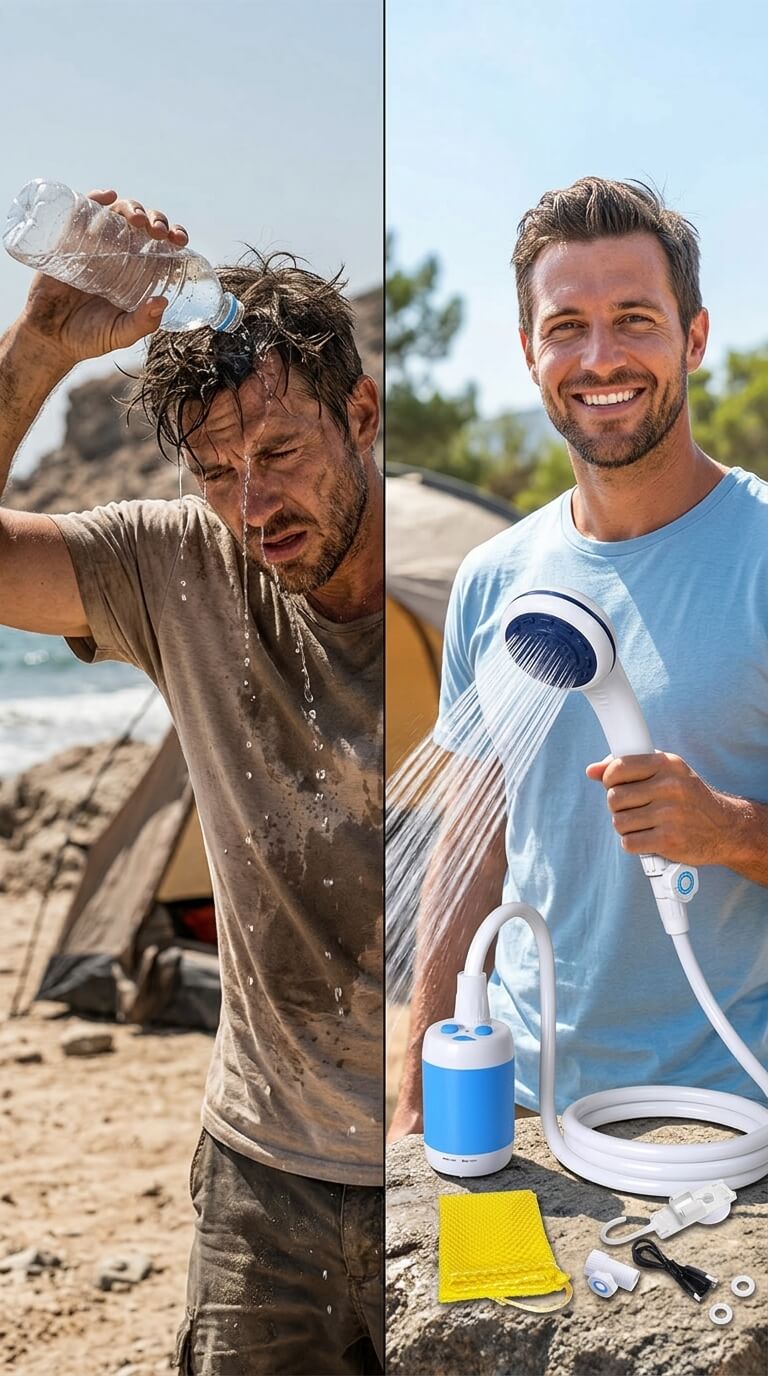 Portable Camping Shower - Rechargeable Shower Kit