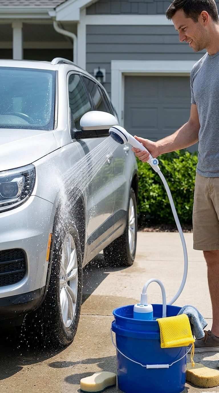 Portable Camping Shower - Rechargeable Shower Kit