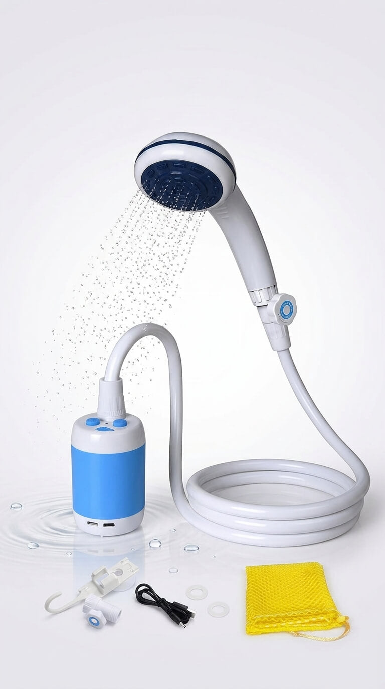 Portable Camping Shower - Rechargeable Shower Kit