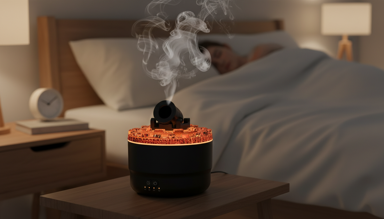 Flame Ambience Humidifier Diffuser, Cozy Bedroom Aromatherapy