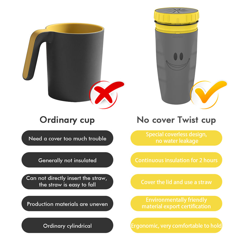 No-Cover Design Portable Twist Cup Tumbler With Spill-Friendly Straw