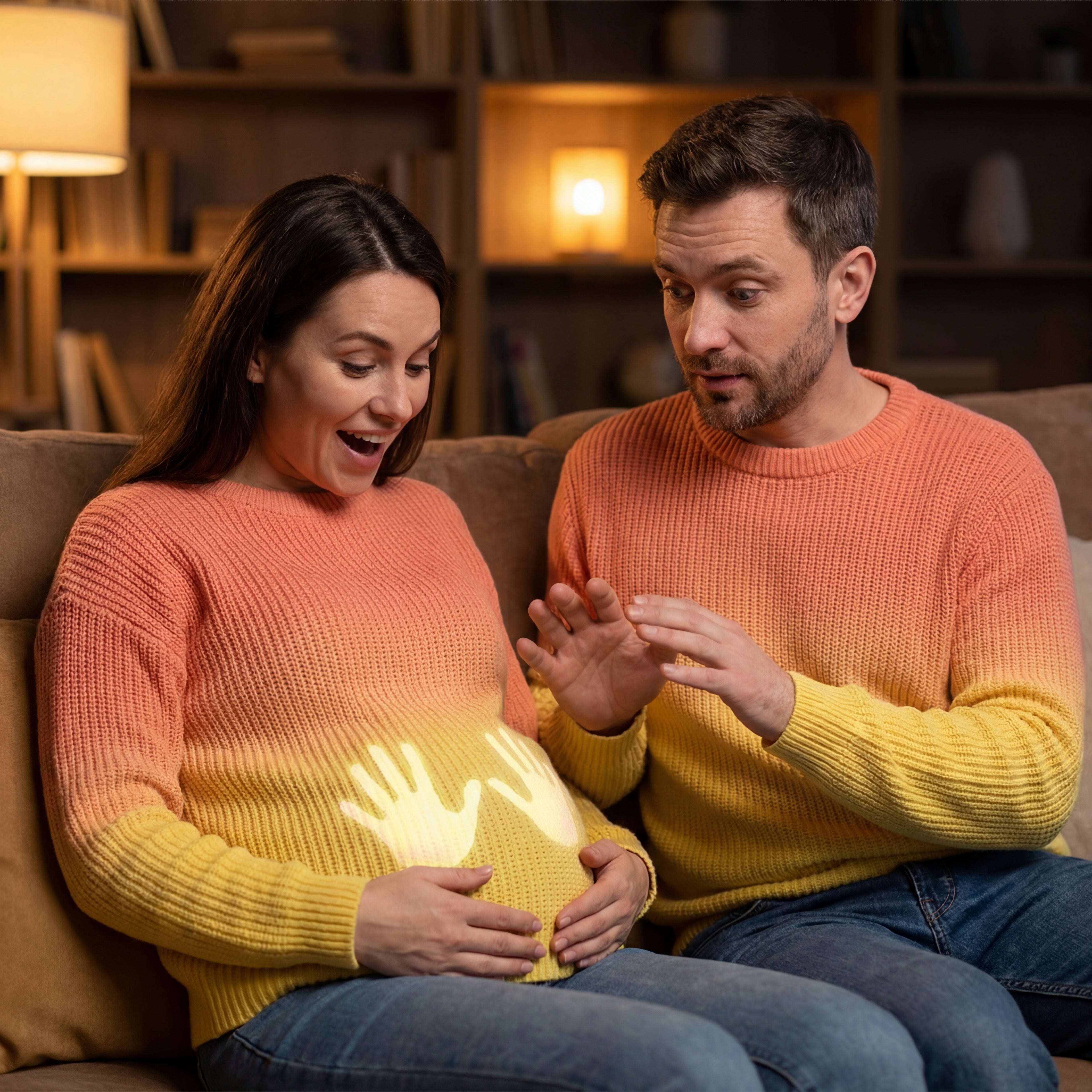 Magic Touch Knit Sweater With Interactive Printed Design